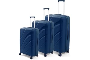 ALI WOMAN Aliwoman ® Set Valigie Rigide con Bagaglio a Mano 55cm, Media 65cm e Grande 75cm - 3x Valige da Viaggio - Set Trolley con Ruote Girevoli - Mod. Fastlight (Blue)