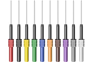 Cleqee 10 Stück Zurück Probe Pins Flexible biegsame Prüfspitzen 10 Farben für das Durchstechen von Drähten Automobil Auto Reparatur Elektrische Prüfung