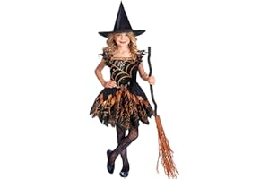AMSCAN (PKT) (9911967) Disfraz de bruja araña espeluznante para niñas (8-10 años)