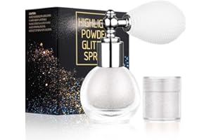 ALIIP Spray Purpurina Polvo, 4g Spray Brillante para Cuerpo, Pelo, Ropa y Maquillaje Cara, Shimmer Rociar Holográfico, Glitter Pulverización de Polvo con 3g Recarga para Carnaval y Halloween Festival