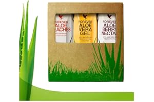 ALOE HANA Forever Living Triple pack 3 x 1 Litre Aloe Vera Gel, Blueberry, Apple and Peach Pulp Flavour, 100% Natural Pure Drinking Juice