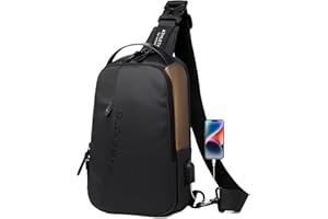 SPAHER Homme Sac de Poitrine Cuir Sacoche Homme Bandouliere Sac business Sac de loisir Sac a dos cuir pochette epaule homme Travers Pochette des Sports Affaires Voyage Noir