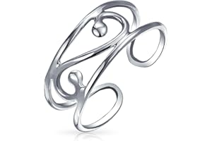 BLING JEWELRY Personalized Open Spiral Pinky Midi Filigree Celtic Scroll Swirl Toe Ring For Women Teen Oxidized .925 Silver Sterling Adjustable Customizable