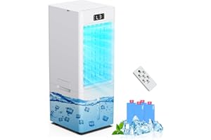 SENTICUM Climatiseur Mobile 4 en 1, Refroidisseur d'air, Humidificateur, loniseur, Réservoir 6L, avec 1-12H Minuterie, 3 Vitesses 4 Modes, 4 Pack Glacons,Télécommande, pour Maison Bureau Chambre