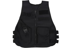 Tbest Gilet Tactique pour Enfants, Gilet Tactique Militaire pour l'armée des Enfants, Gilet de Sécurité, Gilet CS, Entraînement au Combat, Gilet de Protection, Costumes, Jeux - Noir