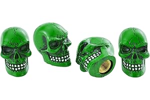 Temzzer Valve Caps Skull Tire Stem Valve Covers Car Tyre Rim Caps Resin for Most Vehicles Bicycles Motorcycles 4Pcs, Green
