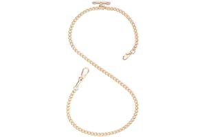 ManChDa Pocket Watch Albert Chain Pocket Watch and Chain, T-bar Chain with Compass Pendant, Curb Link Chain 2 Hook Antique Fob T Bar for Men