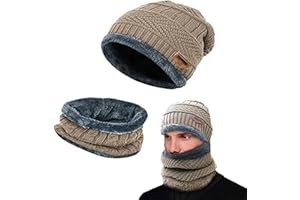 Amebleak Berretto Sciarpa Invernale da Uomo Donna, Invernali Cappello in Maglia e Sciarpa, Invernali Beanie in Maglia con Fodera in Pile per Ciclismo, Moto, attività All'aperto in Inverno