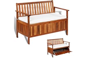 Festnight Banco Arcón Exterior Garden Bench Banco de Almacenaje Madera Maciza Acacia 120x63x84 cm