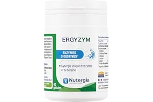 Nutergia – Enzymes digestives – Repas copieux – Digestion perturbée, sensibilité digestive – Bon fonctionnement des enzymes digestives – Complément alimentaire – 40 Gélules – Fabrication Française
