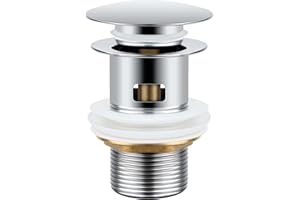 MINISOISO Piletta Lavabo Bagno con Troppopieno, Valvola di Scarico Lavabo, Piletta Bidet Click Clack, Piletta per Scarico Lavabo Universale 1 1/4“ Pollice, Argento