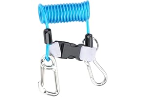 Tbest Longe à Spirale Anti-Perte, Plongée Requin Coil Cordon avec Boutons-Pression et Boucles à Dégagement Rapide