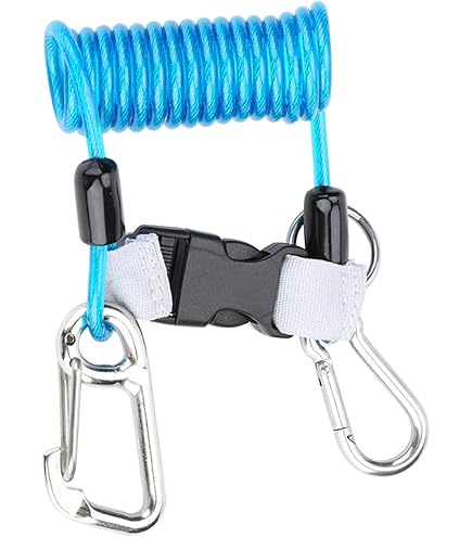 Gancio Da Immersione In Acciaio Inox 316 Con Cordino A Spirale E Fibbia A Sgancio Rapido – Blu, Per Subacquea E Fotografia Sub - 3