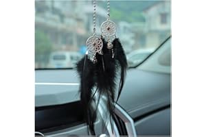 JNNJ Veicolo Interno Hanging Decorazione, Auto Specchio Hanging Accessori, Ciondolo Acchiappasogni a Forma Piuma, Accessori Automobilistici Carini, per Moda Donne Ciondolo Decorativo(Nero)