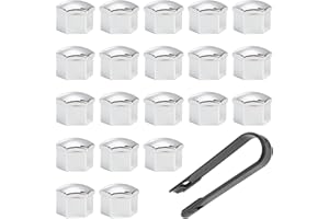 Jowfay 20 Copridadi Ruota Nut Auto con Clip Incluso, 17mm Copricerchi Argenteo Antipolvere Placcatura Copribulloni Ruote Cerchi Cappucci Bulloni Ruota per Maggior Parte delle Viti Ruote da