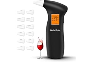 ‎RUTIDA RUTIDA Alkoholtester, Polizeigenau Alkoholmessgeräte Promillemessgerät mit 12 Mundstücken, Professioneller Alkohol Tester mit Digitaler LCD-Anzeige und Halbleiter Sensorik