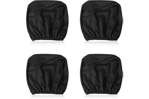 Jetisva 4pcs Universal Car Headrest Cover Set - Black Dustproof Washable Elasticated Seat Covers for Front and Rear Head Protector - Compatible With Truck, Auto, Bus, Coach, Lorry, SUV