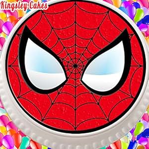 PRECUT EDIBLE ICING CAKE TOPPER - 7.5 INCH ROUND SPIDERMAN MASK FACE: Amazon.co.uk: Kitchen & Home