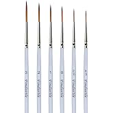 Findartle Rigger Brushes, 6 Extra Long Fine Pointed Brushes for Acrylic, Watercolor, Oil and Gouache, Fine Detail Brush for P