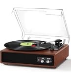 Giradischi Vintage 3 Velocità Con Bluetooth, Altoparlanti Potenziati E Pressione Ago Regolabile, Design Retrò Con Uscita RCA