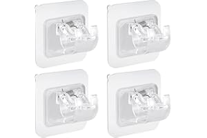 BOHORAY BOOHO 4 Stück Nagelfreie Verstellbare Stangenhalter, Selbstklebende Gardinenstangen Halterung, Handtuch Stangen Haken Vorhänge Haken Halter für Wohnzimmer, Badezimmer, Schlafzimmer (Transparent)