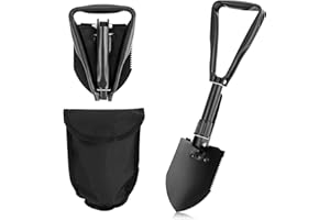 TAOPE Pala Pieghevole 46cm, Pieghevole Campeggio Multifunzionale, Nero Pala Portatile in Acciaio al Carbonio, Ideale per Trekking, Saccopelismo, Giardinaggio, Emergenza Auto, Pesca, Scavo