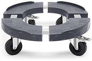 Humagineer Rollbrett Pflanzen Tragkraft 220KG, Schwerlast-Pflanzenroller Outdoor und Indoor verstellbar 38CM-48CM, Rollbrett rund mit 76mm Rollen mit Bremse für Blumentopf,Sonnenschirme und Eimer,Grau