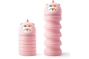 Cooyou Astuccio Telescopico 2 in 1 Morbido Silicone per Bambina e Bambino, Astuccio Portapenne Materiale Scolastico per Bambini, Rosa Unicorno