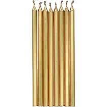 Folat 24186 Lot De 24 Bougies De Gâteau Dorées De 10 Cm Pour Anniversaire, Décoration D'anniversaire, Pour Fêtes D'enfants, Mariages, Fêtes D'entreprise, Anniversaires - Doré - 10 Cm