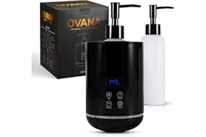 OVANA Massageöl Wärmer, 250 ml Kunststoff Flasche (2x), Fast-Heating Technologie (20 Min Aufheizen), Massageöl und ätherische Öle, Temperatur (30-65 Grad), Massage Wellness, stilvoller Erwärmer (Schwarz)