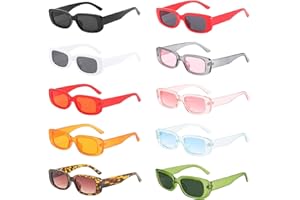 BouGPeng 10 Pièces Lunettes de Soleil Vintage Hippie Lunettes Fête Rectangulaire Vintage