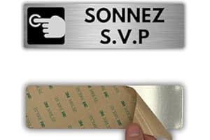 LEIASA | Panneau Adhésif Sonner à la Porte - 5x18 cm - Épaisseur 0,8 mm - Aluminium - Panneau Appuyer sur la Sonnette - Signal Presser la Sonnette - Autocollant 3M - Indication Sonnette
