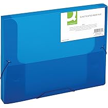 Viquel A4 Plastic File Box - Translucent Folder With Elastic Bands & Side Label