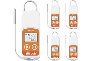 Elitech RC-5+ TE 5 PCS USB Enregistreur de Données de Température Réutilisable 32000 Points Capteur Externe Haute Précision Export PDF Auto