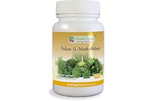 HEALTH LEADS ...WORKING WITH NATURE Folate (L-Methylfolate) 1000μg x 90 Capsules, 5-MTHF Active Form of Folic Acid/Vitamin B9, Please See Our 400mcg Version for Pregnancy, Magnesium Stearate Free, Made in Wales