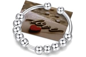 Ahokei Anxiety Ring Silber 925 Stress Ring 50-60MM Fidget Damen Damen Gold,Stressring Silber Ringe 925 Frauen Angstring Spinner Anxiety Ringe Gold Verstellbar Geschenk Für Frauen