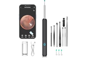 DAILINK Pulizia Orecchie con 6 Luci LED Pulitore Orecchie con Telecamera 1296P 3,5mm HD Impermeabile, Pulisci Orecchie,Otoscopio Digitale WIFI,Orecchie Endoscopio Professionale per IOS e Android