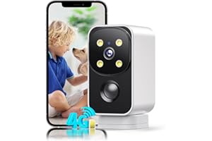 PESAIR 4G LTE Telecamera con SIM Interno/Esterno, 2K Videocamera Senza Fili, Rotazione 180°Telecamera Senza Wi-Fi con Visione Notturna a Colori, Batteria 9000mAh,PIR Rilevamento, Audio 2 Vie, IP65