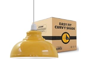 Przemysłowy klosz lampy sufitowej LEDSOne, zakrzywiony klosz kopułkowy w stylu retro vintage do wiszących lamp sufitowych (Yellow)