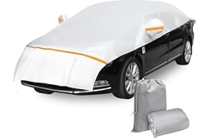 Halbgarage Für Auto Ninonly Halbgarage Für Auto SUV Wasserdicht Für Auto SUV Outdoor Halbgarage Auto Winter Mit Haken Und Riemen Passend Für Autos Silber (Sedan Up to 2.35 * 5.20M)