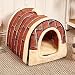 Produktbild Semoss Retro Ziegel Modell Faltbar Hundehaus Hundehöhle Hundehütte Hundekorb Outdoor und Indoor Haustierhaus Katzenhöhle für Hunde,Welpen,Katzen,Größe:M,45 cm X 35 cm