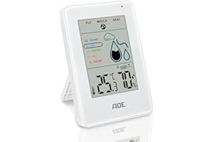 ADE Digitales Hygrometer innen mit Schimmelalarm | Feuchtigkeitsmessgerät mit Thermometer | großes LCD-Display | weiß