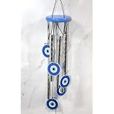 Metal R&uuml;zgar &Ccedil;anı Nazar Boncuklu 70 Cm