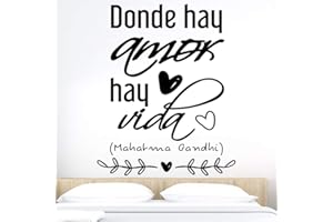 Docliick® Vinilos de pared decorativo con frase decorativa "DONDE HAY AMOR HAY VIDA" Pegatinas decorativas pared. Decoración casa Docliick DC-19140