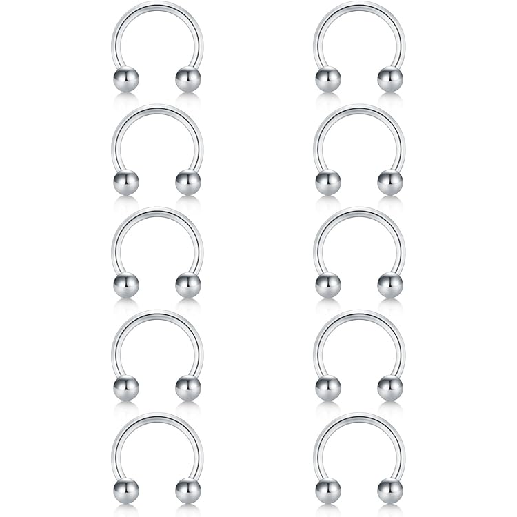 FECTAS 14G 16G 18G 20G Chirurgisch Staal Neus Septum Hoefijzer Hoepel Oorbel Tragus Kraakbeen Helix Daith Rook Conch Wenkbrauw Lip Navel Buik Piercing Ring Vervanging Spikes 6-12mm, Roestvrij