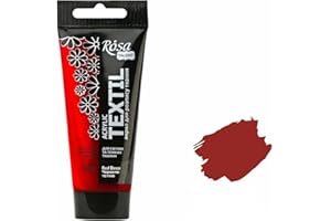 Krevo Art Colori per tessuti, lavabili in lavatrice, colore rosso scuro, vernice acrilica, base ad acqua, tubetto da 60 ml, colore per tessuti, lavabile in lavatrice, per il fissaggio, coprente per