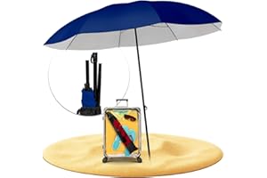 STYNGARD Reise Sonnenschirm mit UV Schutz 50+ [155 cm ⌀] - Strandschirm Sonnenschirm Strand mit Abspannleinen zum Aufklappen - Modell NIZZA (blau)
