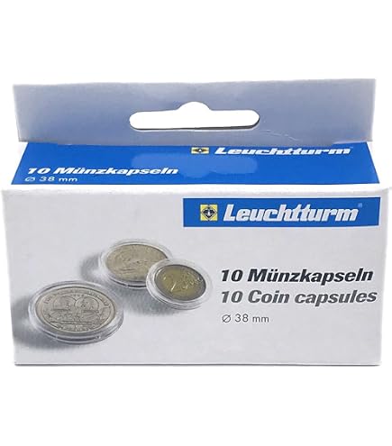Capsule Portamonete Leuchtturm 37mm Di Diametro Interno - Confezione Da 10, Trasparenti E Antigraffio