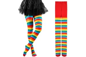 Cadimus Gestreifte Strumpfhose Damen,Rringel Leggings,Blickdichte Ringel Strümpfhose,Striped Tights，Perfekt für Halloween, Karneval oder Mottopartys– Regenbogenfarben