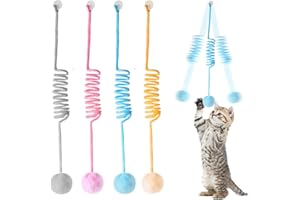 Quxvena Katzenspielzeug Hängende Türrahmen Selbstbeschäftigung Interaktives Katzenspielzeug Intelligenz Katzen Spielzeug Einziehbar Kätzchen Zauberstab Spielzeug Cat Toys (4 Stück)